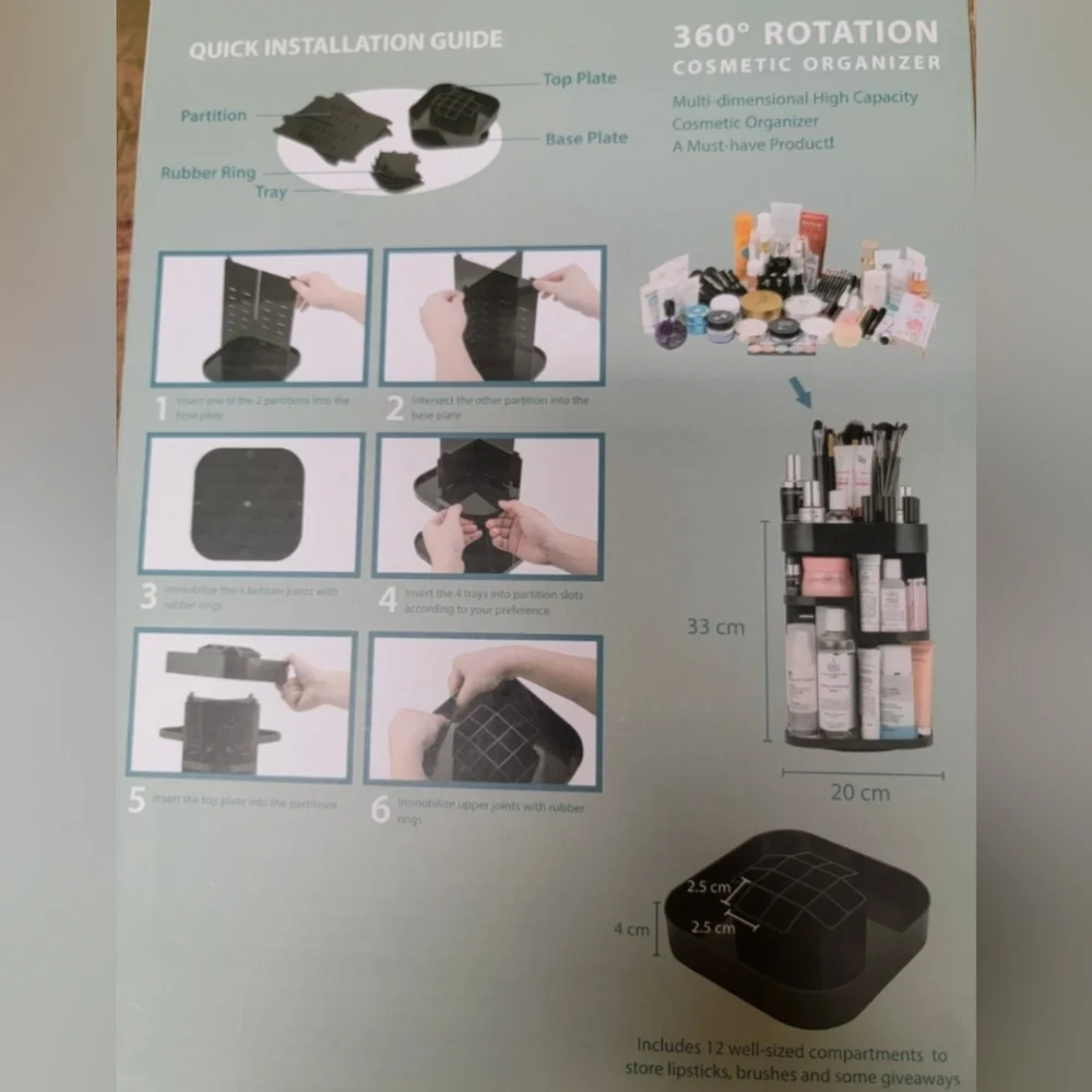 WHITE Cosmetic Organizer with 360° Rotation - Picture 3 of 5